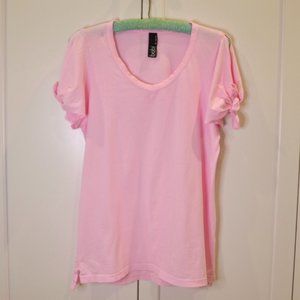 NWOT Pink Open-Shoulder Short Sleeve T-Shirt